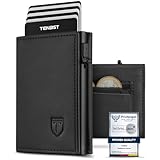 TENBST Geldbörse Herren mit RFID Schutz, Slim Wallet mit Münzfach, 10 Karten Portmonee Geldbeutel Herren, Magnetischer Wallets for Men, Kreditkartenetui Klein with Gift Box - Schwarz (Schwarz)