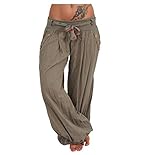 Italy Moda Haremshose Aladinhose Pumphosen Sommerhose Hose Strandhose Blume Gürtel (XS-L, Schlamm Uni)