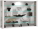 VCM Glasvitrine hängend | Vitrine Glas mit ESG-Sicherheitsglas | Maße: H. 60 x B. 83 x T. 18 cm | Hängevitrine Glas | Modern und platzsparend | Glas Vitrinenschrank - Vitrosa L