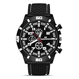OFFCUP Herren Uhr Männer Analog Quarz Chronograph Silikon Armband, Armbanduhren Herren Uhren Herren Mode Casual Business Uhr für Herren Klassische Elegantes Geschenk -Weiß