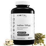 Jod 150 mcg. 365 vegane Tabletten für 1 Jahr. Jod aus Bio-Algen, Bio-Kelp-Algen (BIO) Ascophyllum Nodosum. Hergestellt von HIVITAL