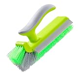 Eckschrubberbürste, V-förmige Borsten, Spiegel, Wasserwischer, Schaber und Bürste für Dusche, Badezimmer, Fliesen, Küche, Haushalt (Grasgrün)