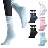 SCROLIEY 5 Paar Rutschfeste Socken Damen,Yoga socken Stoppersocken,Pilates Socken 36-42, Stoppersocken, Antirutschsocken für Ballett für Damen und Mädchen