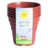 Happy Pots Blumentöpfe aus hochwertigem Kunststoff, wiederverwendbar, für Innen- und Außenbereich, rund, strapazierfähig, UV-beständig, recycelbar, hergestellt in Großbritannien, 10 cm, glänzend,