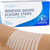 JFA Medical 250er Set Wundnahtstreifen-Strips/Klammerpflaster Nahtmaterial Wundverschluss-Streifen 3 x 75 mm