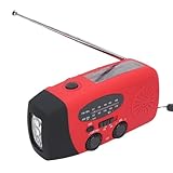 Bewinner Solar-Notfall-Kurbelradio mit Taschenlampe, 2000-mAh-Powerbank, Tragbares AM-FM-Wetterradio mit SOS-Alarm, Typ-C-USB und Solaraufladung für Camping-Wanderausfälle (Europäische Version)