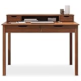 IDIMEX Schreibtisch Raul mit 4 Schubladen aus Massivholz, Kastanien Farben - Bürotisch mit Stauraum und Nische, Home-Office-Schreibtisch, PC-Tisch mit Aufsatz