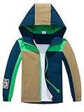NATUST Kinder Jungen Wasserdichte Jacke Leichte Übergangsjacke Winddichte Regenjacke mit Kapuze Grün 140