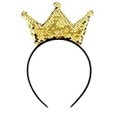 WLLHYF Pailletten Krone Stirnband, Glitzer Kronen Haarband Gold Haar Hoop Haarschmuck für Mädchen Frauen Geburtstag Weihnachten Party(Gold)