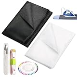 2 Pcs Bügelvlies 400cmx100cm Volumenvlies Zum AufbüGeln 100g/m² Bügelvlies Zum Verstärken,fur Nähen,Basteln Usw,Mit 1 Pcs Schere,1 Pcs Maßband,40 Pcs Positionierungsnadel