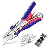 WORKPRO Universalmesser Sicherheitsmesser Kartonmesser Cutter Messer Teppichmesser,Gummigriff mit Klingenlagerung inkl.15 SK5 Ersatzklingen