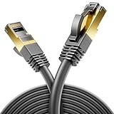 deleyCON 7,5m CAT 8 Netzwerkkabel (40 Gbit/s, Kupfer, S/FTP) Gigabit Ethernet LAN Cable Kabel Patchkabel RJ45 Stecker für CAT8 CAT7 CAT6 POE PC PS5 Router Modem TV Switch Laptop - Schwarz