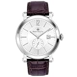 Ambassador Japanische Quarzuhren für Herren und Damen, 44 mm, 316L Edelstahl, klassische Uhr, Saphirbeschichtetes Mineralglas, 100 m wasserdichte Armbanduhren mit italienischem Lederarmband, Silbernes
