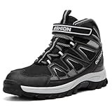 ELAPHURUS Kinder Winterstiefel Jungen Wanderstiefel Warmfutter Schneestiefel Mädchen Baumwollschuhe Trekking Wanderschuhe,GrauSchwarz,39 EU
