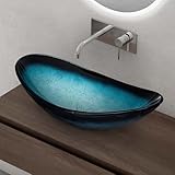 doporro Waschbecken Glas Aufsatzwaschbecken BxTxH: 53,5x35,5x16cm in Blau Waschplatz Handwaschbecken Waschtisch Minerva08