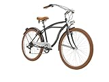 Adriatica Bazam - Cruiser-Fahrrad für Herren, 26 Zoll, 6 Gänge, Stahlrahmen, Größe 45, mattschwarz