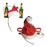 Unbekannt Weihnachtsmütze Trinkhelm - Weihnachten Bierhelm Saufhelm Zipfelmütze Helm mit Getränkehalter