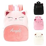 Kindergartenrucksack Mädchen, Personalisiert Kita Rucksack Kinder mit Namen für Kindergarten Schule, Süße Katzen Kinderrucksack Kleinkind, 31 x 24.5 cm, Leichtgewicht Schultasche (Lichtrosa)