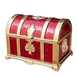 EURDFHY schatztruhe Schmuckschatulle, Schatztruhe, Aufbewahrungsbox, Halskette, Anhänger, Verpackungsbox(Gold Red)