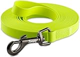 Toozey Wasserdicht Schleppleine für Hunde, 5m/10m/15m/20m - Robuste & Reißfeste Hundeleine mit Handschlaufe und Karabiner, Wetterfest Trainingsleine für Große bis Kleine Hunde, Neon Gelb