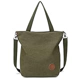 JANSBEN Damen Canvas Handtasche Schultertasche Casual Multifunktionale Umhängetaschen Groß für Arbeit Schule Shopper Lässige täglich (grün)