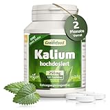 Kalium Tabletten - Hochdosierte 250 mg Kaliumcitrat pro Tablette (120 vegane Tabletten) - Unterstützt Nerven, Muskeln und Blutdruck - ohne künstliche Zusätze, ohne Gentechnik, laborgeprüft - Greenfood