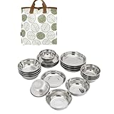 16-teiliges Geschirrset Aus Edelstahl Mehrzweckgeschirr Für Camping Und Grillen Rostbeständiges Outdoor Geschirr Campingteller Aus Edelstahl