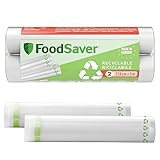 FoodSaver Vakuumierrollen | recycel- und wiederverwendbare Lebensmittelbeutel | halten Lebensmittel bis zu 5x länger frisch | BPA-frei | 2 Rollen,für Gefrierschrank und zum Garen (28 cm x 3 m)