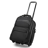OZUKO Business Trolley Rucksack mit Rollen,18 Zoll Trolley Handgepäck Reiserucksack für Laptop,30L wasserdichte Multifunktional Trolley Koffer für Flugzeug Arbeit Urlaub, Schwarz