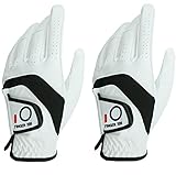 Finger Ten Golfhandschuhe Herren Leder Links Rechts Golfhandschuh Wert 2 Stück, Golf Handschuhe Nicht Paaren Männer Golfer Rain Griff rutschfest (ML, Links)