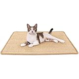 Petslucent Kratzmatte für Katzen, Sisal Kratzteppich für Hauskatzen, die Krallen Schleifen und Couchteppiche schützen Sofa Horizontales Katzenkratzmatte (60*40cm, Hellbraun)