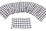 Anthrazit Kirschkernkissen 2 er Set Langes 67 x 18 cm 7 Kammer + kleines Körnerkissen Wärmekissen XXL Schulterkissen Nackenkissen Mikrowelle + Backofen (Karo Anthrazit, Traubenkerne)