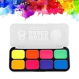 YUAB 3 Pcs Im Dunkeln leuchtende Körperbemalung - 8 Farben UV Glow Face Body Paint Palette,Schwarzlichtfarben, Partyzubehör-Kit für Erwachsene und Kinder, professionelles Bodypainting