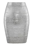 Frauen Sommerrock Sexy Schwarz Silber Gold Bandage Rock High Street Designer Skinny Party Mini Bleistiftröcke 45cm Für die Arbeit oder Partys(6,M)