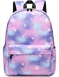 Lohol Leichter Schulrucksack für Mädchen, Kinder-Schulranzen-Rucksack mit Galaxie Aufdruck (Rosa&Lila)