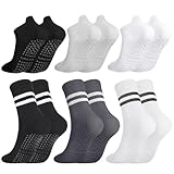 Utensilsto 6 Paar Pilates Socken Damen Rutschfeste Socken mit Noppen Stoppersocken Griffsocken für Yoga Reformer Ballett Barfuss Tanz Fitness Reha Schwanger Geschenk 35-40