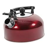 GRADENEVE Edelstahl Teekessel 3L Mit Pfeifton Rostfreier Wasserkessel Für Induktion Geeignet Für Alle Herdarten Hemisphärisches Design Weinrot Klassischer Flötenkessel