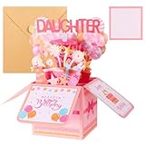 Pop-Up-Karte für Tochter, 3D-Geburtstagskarte mit Umschlag, einzigartiges Geschenk für Frauen, Party-Dekoration, Andenken