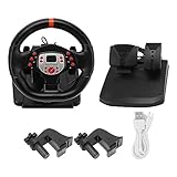 PC-Spiel-Lenkrad mit Pedalen, Programmierbaren Tasten, Echtem Vibrations-Feedback für 360 Switch TV Box, 180-Grad-USB