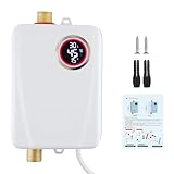 Mini Durchlauferhitzer 3500W Untertisch Einbau Elektronischer Warmwasserbereiter mit LED Temperaturanzeige Elektronisch Geregelter Durchlauferhitzer Kompakter Untertischboiler für Küche Bad Wohnmobil