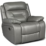 Bostonsofa Denver Eleganter Relaxsessel aus hochwertigem Leder mit Zero-Wall Funktion - Verstellbarer Rückenlehne und Fußstütze ideal für mittlere und große Körpergröße - Grau