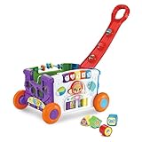 VTech Baby Mein erster Bollerwagen – Handwagen mit Griff, Tasten, verschiebbaren Elementen, 4 Förmchen und Musik – Für Kinder von 12-36 Monaten