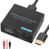 VEDINDUST HDMI Audio Extractor 4k HDMI Optisch Splitter Adapter Konverter 3.5 mm Stereo+L/R Audio Out unterstützt 5.1 HDCP 3D 1080P Dolby Digital DTS PCM