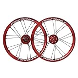 Vorder- Und Hinterräder for Faltbare BMX-Räder 14 16 Zoll Mit Scheibenbremse, 412/305 Nabenlager, Singlespeed, 9-Zahn-Ritzel (rot, Zoll)(Rojo,16inch)