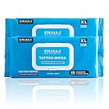 EMALLA Cleansing Green Soap Tattoo-Reinigungstücher 2pcs(96 Stück) Alkoholfreie Pflanzenfaser, Tattoo-Nachpflege, Zubehör für Tinte Tattooing Hautpflege