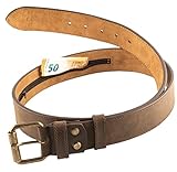 comari Premium Herren Gürtel Leder | Geheimfach | hochwertige Verarbeitung | flacher, langer Reißverschluss | Geldgürtel für Reisen (Vintage Braun)