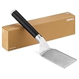 BORA KWTS Tepanspachtel, Pfannenwender aus Edelstahl, Ergonomischer Griff, Küchenspachtel, Grillwender, Spülmaschinenfest, Silber