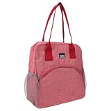 DOITOOL Handliche Bento Lunchbag Rosy mit Lebensmittelechter Isolierung Wärme Kältebeständig Langlebige Tragetasche für Erwachsene Praktische Aufbewahrung mit Frontfach für Schule und