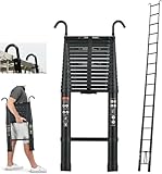 6,2m Multifunktions-Leiter EN131 | 150kg für Steildach, Maler, Garten | rutschfeste Füße & 75cm Kompaktmaß | Inkl. Profi-Dachhaken (rostfrei)