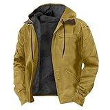 Winterjacke Herren Lang Warm Gefüttert Bomberjacke Herren Baumwolle Kapuzenjacke Oversize Hoodie Multi Taschen Cargo Jacke Warm Strickmantel Zipper Motorradjacke Plus Samt Freizeitjacke Kordelzug
